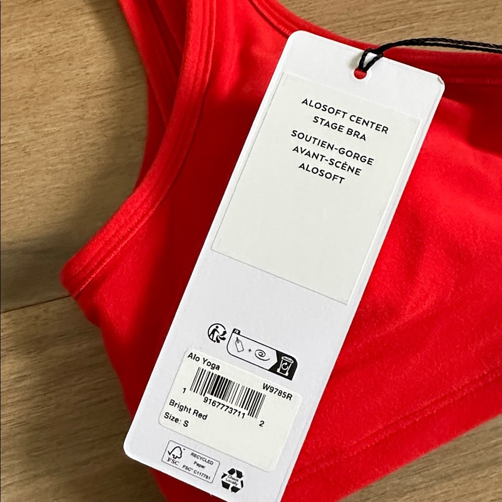 Alo new with tags Alosoft Center Stage Bra Bright red small - Picture 6 of 6